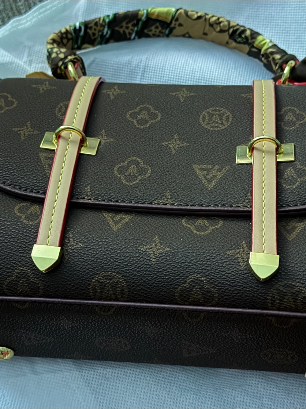 Brown Monogram Fashion Purse/Crossbody with Goldplated Hardware